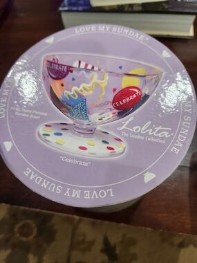 Lolita Purple Celebrate Hand-Painted Love My Sundae Bowl Multicolor Confetti